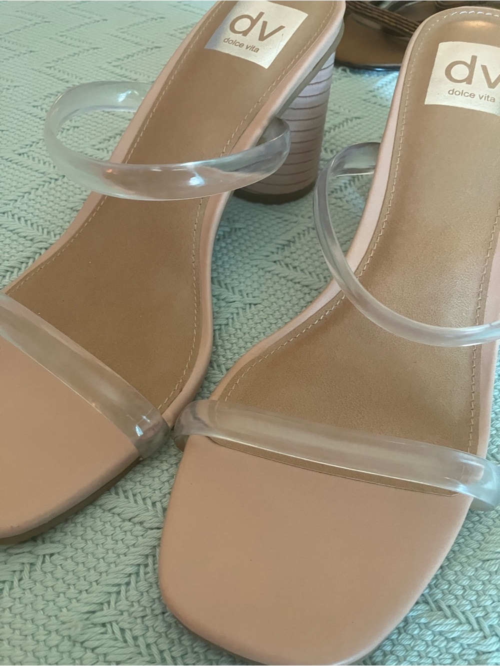 Dolce Vita Clear Strap Nude Block Heel Sandals